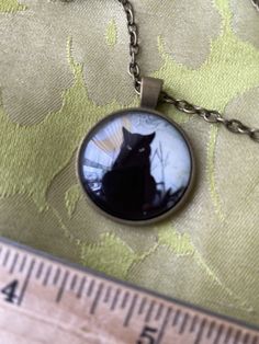 Black Cat Cabachon Necklace with bronze 12 inch chain, new  | eBay Cat Pendant, Cat Pendants, Black Cat, Kitty, Chain, Pendant, Black