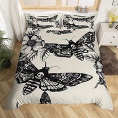 PRICES MAY VARY. Package and Size: This gothic skull duvet cover include 3 Pieces. Available in duvet cover Queen: 1 duvet cover (90"x90") and 2 pillowcases (20"x30"). Tips: Comforter and Pillow Are Not Include. Unique Design: This halloween themed bedding,Soft and breathable,give you the Perfect Sleep experience.Just change the duvet cover to update your gothic sugar skull halloween decor bedroom decor! Use latest 3D printing technology with clear patterns and bright colors.Can be used for bedr Skull Bedding Sets Ink & Rags, Best Amazon Witch Bed Sets, Skull Duvet Cover, Skull Bedding Sets, Vintage Duvet, Skull Bedding, Full Duvet Cover, Floral Duvet, Bedroom Pillows