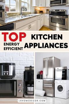 the top kitchen appliance is shown in this collage with images of appliances