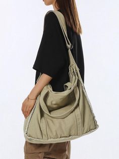 Canvas Burr Large Capacity Crossbody Bag - HouseofHalley Daily Use Khaki Bucket Bag With Adjustable Strap, Khaki Bucket Bag With Adjustable Strap, Khaki Large Capacity Satchel Hobo Bag, Khaki Crossbody Canvas Bag For School, Khaki Large Capacity Hobo Satchel Bag, Everyday Khaki Backpack Shoulder Bag, Everyday Khaki Canvas Backpack, Casual Satchel For Errands With Single Shoulder Strap, Casual Satchel With Single Shoulder Strap For Errands