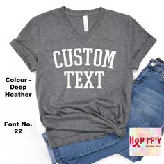 Create your custom v-neck shirt and show your individuality and style. Personalize it with a funny slogan, a personal message, or just a cool design! It's the perfect gift for your loved ones and the best way to show off your personality. I send you a proof before printing it. If you want Photo & Logo printing, please send it through ETSY messages This comfortable t-shirt will be your and your friends' favorite! Be simple, be different! M A T E R I A L S → All our simple color ones like White an Gray V-neck T-shirt With Graphic Print, Cotton V-neck Top With Letter Print, Black V-neck T-shirt With Text Print, Cotton V-neck T-shirt With Text Print, Gray Relaxed Fit V-neck Shirt, Gray V-neck Tops With Letter Print, V-neck T-shirt With Letter Print In Relaxed Fit, White V-neck T-shirt With Letter Print, White V-neck Top With Text Print