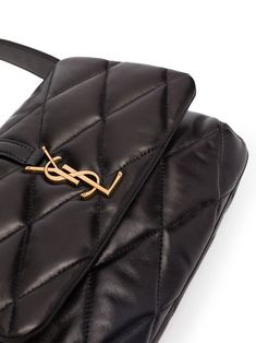 Saint Laurent Le 57 Quilted Shoulder Bag - Farfetch Quilted Shoulder Bag, Ysl Logo, Shoulder Bag Black, Fashion Books, Leather Glove, Hobo Bag, Leather Backpack, Patch Logo, Calf Leather