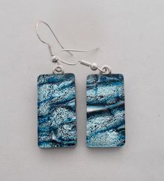 "I fused 1 layers of glass to create this gorgeous earring , . The size is 1 \" by 1/2\" .All my jewelry come in a nice gift box." Elegant Nickel-free Glass Earrings, Elegant Nickel Free Glass Earrings, Unique Glass Jewelry With Matching Earrings, Blue Drop Earrings As Gift For Her, Nickel-free Drop Earrings As Gift, Nickel-free Drop Earrings For Gift, Nickel Free Drop Earrings For Gift, Silver Dangle Glass Earrings, Blue Dangle Earrings As A Gift For Her