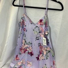 Inc Floral-Print Lace Chemise Nightgown Size: Xs Color: Lavender Lily Age Group: Adult 100% Polyester Lace: 100% Nylon Feminine V-neck Summer Sleepwear, Spring Sleepwear Camisole For Sleeping, Floral Print V-neck Sleepwear For Loungewear, Summer V-neck Sleep Slip, Summer Loungewear Slip With Spaghetti Straps, Summer V-neck Slip For Sleep, Feminine V-neck Camisole For Pajama Party, Summer Slip With Spaghetti Straps For Loungewear, Summer Spaghetti Straps Slip For Loungewear