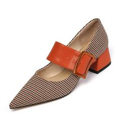 Autumn Shoes Women, Party Ladies, Orange Shoes, Buckle Shoes, Mary Jane Heels, Jane Shoes, Ladies Shoes, Pointed Toe Flats