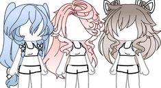 Gacha Life Hairstyles, Gacha Hair Ideas, Gacha Life Sleep Outfits, 가족 일러스트, Gacha Poses, Gacha Base Poses Cute, Gacha Hair, Hello Kitty Crafts, Body Base Drawing