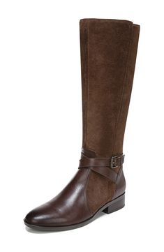 A slender buckle strap wraps around the ankle of a timeless riding boot in smooth leather with signature Contour+ technology for endless comfort. 1 1/4" heel Leather upper/textile lining/synthetic sole Imported Leather Wide Calf Knee-high Boots With Buckle Closure, Classic Boots With Buckle Closure And Medium Width, Classic Leather Knee-high Boots With Buckle Closure, Classic Fall Boots With Buckle Closure, Classic Riding Boots With Buckle Closure, Classic Boots With Leather Trim For Fall, Riding Boot, Wide Calf, Smooth Leather