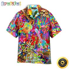 “ Hippie Summer Funnys Aloha Hawaiian Shirts The product is from Brutifulstore . T-Shirt has all sizes and colors Black, Sport Grey, White, Orange, Navy, Light Pink, Light Blue, Red. Product detail for – Each all-over printed Hawaiian shirt is constructed from a premium polyester blend that is ultra-soft and incredibly comfortable. – Features a specialty high definition heat-dye application that ensures long-lasting color vibrancy even after machine washing. – Fabric is d Vibrant Multicolor Print Short Sleeve Shirt, Multicolor Hawaiian T-shirt For Summer, Beach Cotton Shirt With Vibrant Print, Multicolor Short Sleeve Shirt With Vibrant Print, Relaxed Fit Multicolor Short Sleeve Shirt For Beach, Relaxed Fit Multicolor Print Shirt For Beach, Multicolor Vibrant Print Short Sleeve Shirt, Vacation Multicolor Print Shirt With All Over Print, Retro Multicolor T-shirt For Vacation