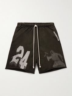 Religious iconography is ever-present in RRR123’s collections. These ‘Enemy’ shorts are made from cotton-jersey and printed with a faded figure and the number ‘24’. Use the elongated drawstrings to adjust the elasticated waistband. Religious Iconography, Shorts For Men, Drawstring Shorts, Mr Porter, Mens Shorts, Printed Cotton, Casual Shorts, Straight Leg, Porter