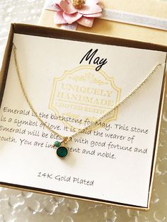 May Birthstone Necklace, Emerald Gemstone Necklace, Birthstone Necklace for Mom, Birthday Jewelry Gifts for her Perfect Bridal Shower Gift, December Birthstone Necklace, Multi Gemstone Bracelet, Necklace Emerald, Necklace For Mom, Necklace Birthstone, Birthday Jewelry, Swarovski Stones, May Birthstone