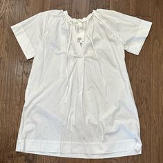 Brand New With Tags, Never Worn Lightweight Cute Ruffle Detail At Neck With Tie White Relaxed Fit Mini Dress For Daywear, H&m Cotton Dresses For Daywear, White Mini Dress H&m For Daywear, Hm Dress, H M Dresses, H&m, White Dress, Color White, Size Small