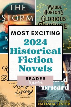 some books are featured in this collage with the words, most exciting historical fiction novels