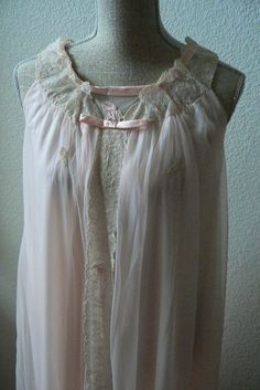 Vintage Alice Maloof Pink Lace Ribbons Double Layer Sheer Night Gown Sz S | eBay Vintage Sheer Sleepwear For Night, Vintage Sheer Sleepwear For Evening, Sheer Nightgown For Wedding, Feminine Sheer Gown, Sheer Summer Wedding Night Gown, Vintage Sheer Nightgown For Wedding Night, Vintage Sheer Lace Nightgown, Vintage Pink Sheer Nightgown, Vintage Sheer Pink Nightgown