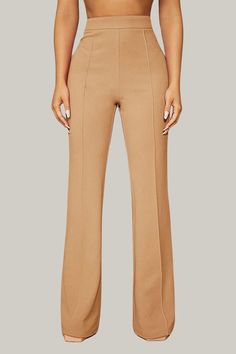 Introducing our exquisite Paityn High Waist Office Pants - a must-have addition to your professional wardrobe. These high waist pants feature a flattering flare leg and a regular fit for effortless elegance and sophistication. 95% Polyester, 5% Elastane Model is wearing size small Please allow 3-5 business days to process and ship. in cm : Size US Length Waist Size Hip Size Thigh Inseam XS 2 104.90 60.00 86.80 53.90 76.50 S 4 105.80 64.00 90.80 56.30 77.00 M 6 106.70 68.00 94.80 58.70 77.50 L 8/ Beige Wide Leg Dress Pants For Fall, Flare Dress Pants For Business Casual In Spring, Chic Beige Elastane Pants, Elegant Stretch Flares With Straight Leg, Elegant Stretch Straight Leg Flares, Elegant Wide-leg Work Pants, Tailored Wide Leg Fall Pants, Chic Full Length Business Casual Dress Pants, Elegant Spring Flares For Workwear