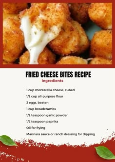 a menu for fried cheese bites recipe