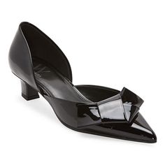 These Worthington women's pumps are crafted from shiny faux patent leather, adding a sleek and polished finish to any ensemble. The slip-on style features a pointed toe, a bow detail, and a 1.25-inch kitten heel for easy walking. Wear them with dresses or tailored pants. Closure Type: Slip-OnShoe Heel Height: 1 1/4 InchesUpper/Outer Base Material: 100% PolyuretheneShoe Lining Material: PolyurethaneSole Material Content: 100% Thermoplastic-RubberToe Type: Closed Toe, Pointed ToeCare: Spot CleanHe Michelle Obama Fashion, Black Pumps Heels, Black Kitten, Pointed Toe Flats, Shoes Pumps, Tailored Pants, Michelle Obama, Heel Pumps, Kitten Heel