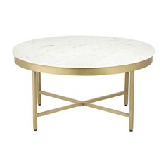 a white marble top coffee table with gold legs