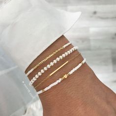 Bracelet Set 'Metallic Black & Brown' – Mint15 Basic Bracelets, Ušný Piercing, White And Gold Bracelet, Timeless Bracelet, Preppy Jewelry, White Pearl Bracelet, Bracelet Sets, Nice Jewelry, Pulseras Diy