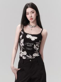 ❤︎Dark Summer Butterfly Camisole❤︎ Dark Summer, Spice Girls, Butterfly Print, British Indian, Turks And Caicos Islands, Tanzania, Uganda, Lace Trim, Camisole Top