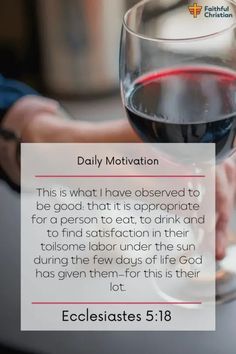 a person holding a glass of wine with the words daily motivation written on it in front of them