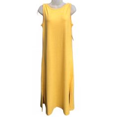 Daily Ritual Yellow Cozy Knit Bateau Neck Midi Tank Dress Ladies Size M New With Tags Cozy, Yellow, Midi, Knit, Soft, Holiday, Travel Solid Knit Summer Dresses, Solid Color Knit Summer Dresses, Casual Long Knit Maxi Dress, Casual Sleeveless Knit Dress, Casual Knit Sleeveless Dress, Casual Knit Sleeveless Summer Dress, Spring Sleeveless Knit Maxi Dress, Sleeveless Knit Maxi Dress For Spring, Casual Sleeveless Knit Maxi Dress