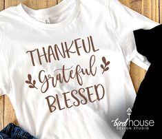 Thanksgiving Pumpkins Icons Shirt, thankful grateful blessed graphic tee, fall shirts Custom Graphic Tees, Thankful Grateful Blessed Shirt, Blessed Thanksgiving, Vacation Birthday, Blessed Shirt, Birdhouse Designs, Thankful Grateful Blessed, Thankful And Blessed, Grateful Thankful Blessed