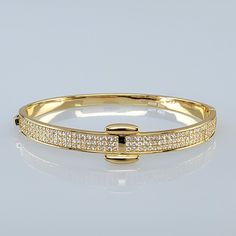 Brand New Women's Diamond & Gold Bangle Bracelet 14k Gold Plated Sterling Silver Genuine 2ct Radiant Cut Lab Created Diamonds 7" - The Most Common Women's Size Retail Price $400 Buy With Confidence From A Top Rated Seller With A 99%+ Feedback Rating! *Also Available In White Gold A0814 (Id-1876) Women Diamond, Diamond Gold