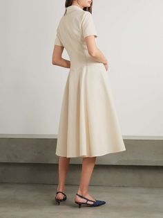 EMILIA WICKSTEAD Jody paneled topstitched denim midi dress | NET-A-PORTER Elegant Seamed A-line Midi Dress, Elegant A-line Midi Dress With Seams, Elegant A-line Seamed Midi Dress, Knee-length Seamed Workwear Dress, Seamed Knee-length Dress For Work, Chic Seamed Midi-length Dress, Chic Seamed Midi Length Dress, Chic Midi-length Seamed Dress, Chic Midi Length Seamed Dresses