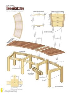 the plans for an outdoor table and bench are shown in this image, with instructions to build