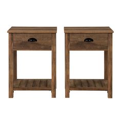 two wooden nightstands side by side against a white background