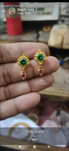 1gram Gold Earrings With Price, Pacchala Haram, 3 Grams Gold Earrings Indian, Thali Chains, Lakshmi Haram, Indian Gold Necklace Designs, Almirah Designs, Ear Tops