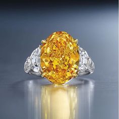 Orange Diamond Ring, Orange Diamond, Colored Diamond Jewelry, Canary Diamond, Yellow Diamond Ring, Orange Jewelry, Yellow Jewelry, Fantasy Closet, Royal Jewels