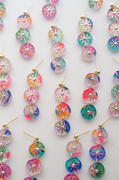 Beautiful Handmade Gifts, Colorful Hand Painted Drop Earrings, Colorful Hand-painted Drop Earrings, Hand Painted Dangle Earrings For Party, Hand Painted Multicolor Earrings For Party, Hand Painted Multicolor Party Earrings, Unique Hand Painted Party Earrings, Shrink Plastic Ideas, Shrinky Dink Earrings