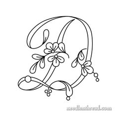 the letter d is decorated with flowers and leaves on it's side, outlined in black ink