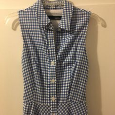 The Cutest Blue Gingham A-Line Midi Dress! Functional Buttons All The Way Down And Fully Lined. Never Worn! Fitted Blue Plaid Dress For Spring, Fitted Blue Plaid Casual Dress, Casual Blue Plaid Dress For Daywear, Collared Gingham Dresses, Collared Gingham Dress For Spring, Blue Sleeveless Plaid Dress For Picnic, Preppy Plaid Sleeveless Dress, Preppy Sleeveless Dress For Picnic, Casual Gingham Collared Dress