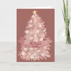 a pink christmas tree card with the words, the tatlies 2013 on it