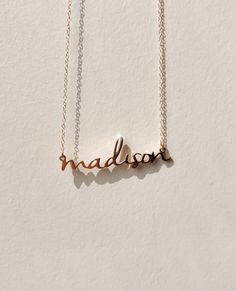 Meet the new & improved Nella. Now available in 18k vermeil. Bigger - bolder - better. ♥️ #jewelry #nameplate #vermeil #necklace Minimalist Adjustable Name Necklace, Rose Gold Custom Name Necklace For Everyday, Custom Name Rose Gold Necklace For Everyday, Everyday Custom Name Rose Gold Necklace, Customizable Everyday Nameplate Necklace, Everyday Customizable Nameplate Necklace, Personalized Modern Name Necklace For Anniversary, Adjustable Sterling Silver Initials Name Necklace, Signature Sterling Silver Name Necklace