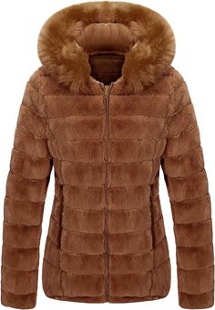 This timeless Faux Fur Collar Reversible Hooded Puffer Coat is the perfect addition to your winter wardrobe. Its faux fur collar and hood provide warmth and comfort, while the reversible design allows you to style it two different ways. With its lightweight, water-resistant fabric, you'll stay dry and cozy in all weather conditions. Imported Cloth,Faux Fur Zipper closure Hand wash/ Dry clean Brand Size Dress Bust Waist Hip XS 0-2 31-32.5'' 23-24'' 31-34" S 4--6 33-35'' 25-26'' 35-37" M 8--10 35- Outerwear Women Winter, Fluffy Coat, Winter Knit Hats, Padded Coat, Thanksgiving Outfit, Faux Fur Collar, Water Resistant Fabric, Winter Coats Women, Kids Sleepwear