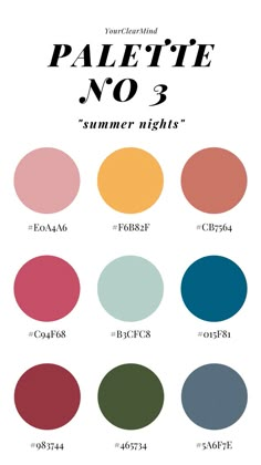 the color scheme for palette no 3, which includes different shades and colors in each section