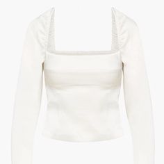 Aritizia Wilfred Fate Blouse Birch *Nwt Original Packaging Fitted Cropped Blouse For Night Out, Spring Evening Crop Top Blouse, Fitted Cropped Padded Blouse, Fitted Cropped Padded Top, Elegant Cropped Evening Tops, Elegant Cropped Tops For Evening, Feminine Square Neck Top For Brunch, White Fitted Top For Party, White Fitted Top For Night Out