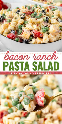 Whip up a delicious Memorial Day dinner recipe with this easy bacon ranch pasta salad! This spring salad idea an update on the beloved classic. With fresh crunchy veggies, protein, and a flavorful dressing, this bacon ranch pasta salad recipe is a keeper!