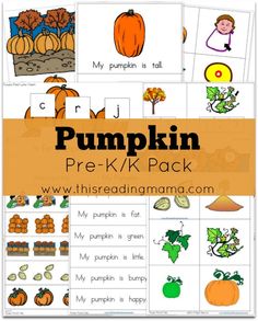 pumpkin pre - k / k pack with pictures and words