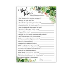 a printable mad jokes game with succulents