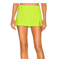 Neon Green Mini Skirt Only Worn Once Matching Top Is Also For Sale! Chic Short Swim Skirt For Spring, Chic Short Length Swim Skirt For Spring, Green Mini Tennis Skirt For Summer, Green Fitted Short Tennis Skirt, Green Fitted Tennis Skirt With Short Inseam, Green Fitted Short Inseam Tennis Skirt, Green Lined Swim Skirt For Summer, Chic Fitted Short Swim Skirt, High Waist Skirt With Bottom Hem For Summer