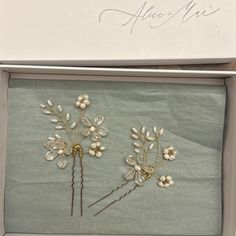 These Two Gorgeous Hairpins Are So Wonderful For A Bridal Hairstyle. They Are Bendable But Sturdy. Easy To Place In The Hair. Bridal Hairstyle, Bridal Hair Pins, Bridal Hair, Hair Pins, Hair Accessories, White Gold, Women Accessories, Hair Styles, Hair