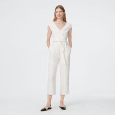 Beautiful And Flattering Navy Polyester V Neck Crop Jumpsuit With Back Zipper And Detachable Tie. Great For Work, Wedding, Cocktail Parties. Nwt. Elegant White V-neck Jumpsuit, White V-neck Jumpsuits And Rompers For Formal Occasions, Summer Workwear Pantsuit Overall, Summer Workwear Overall Pantsuit, White Fitted V-neck Pantsuit, White Summer Jumpsuits And Rompers For Work, White Summer Pantsuit For Work, Summer White Pantsuit For Workwear, White Overall Pantsuit For Spring