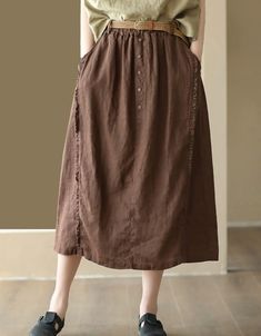 Women's Buckles Summer Linen Skirt — Obiono