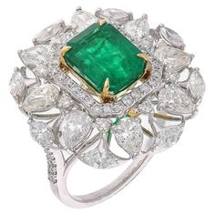 Diamonds : 2.58 carats Emerald : 2.74carats Gold : 5.75 gm( 18k) This is a beautiful natural Columbian ring with very high quality emeralds and diamonds ( vsi and G colour Its very hard to capture the true color and luster of the stone, I have tried to add pictures from my I phone to reflect the true image of the item. It's a Brand new piece so all measurements and Weight of the stone are accurate. Please read my reviews to make yourself comfortable. I don't want to sell just one time but make c Columbian Emerald Ring, Columbian Emeralds, Add Pictures, 1st Dibs, Zambian Emerald, Ring With Diamond, I Phone, Emerald Ring, High Jewelry