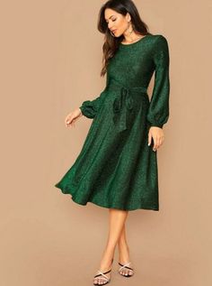 Christmas party dresses for £20 and under that are sure to dazzle this Garden Party Dress, Christmas Party Outfits, Glamorous Dresses, Christmas Party Dress, Glitter Dress, Round Neck Dresses, Bishop Sleeve, Dress Party, Party Dresses For Women