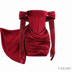 Lasaky - Burgundy Off-Shoulder Cowl Neck Holiday Corset Cocktail Mini Dress Fashion Draping, Glamouröse Outfits, Velvet Corset, Spring Trends Outfits, Bodycon Evening Dress, Glamorous Outfits, Red Corset, Summer Bodycon Dress, Corset Mini Dress